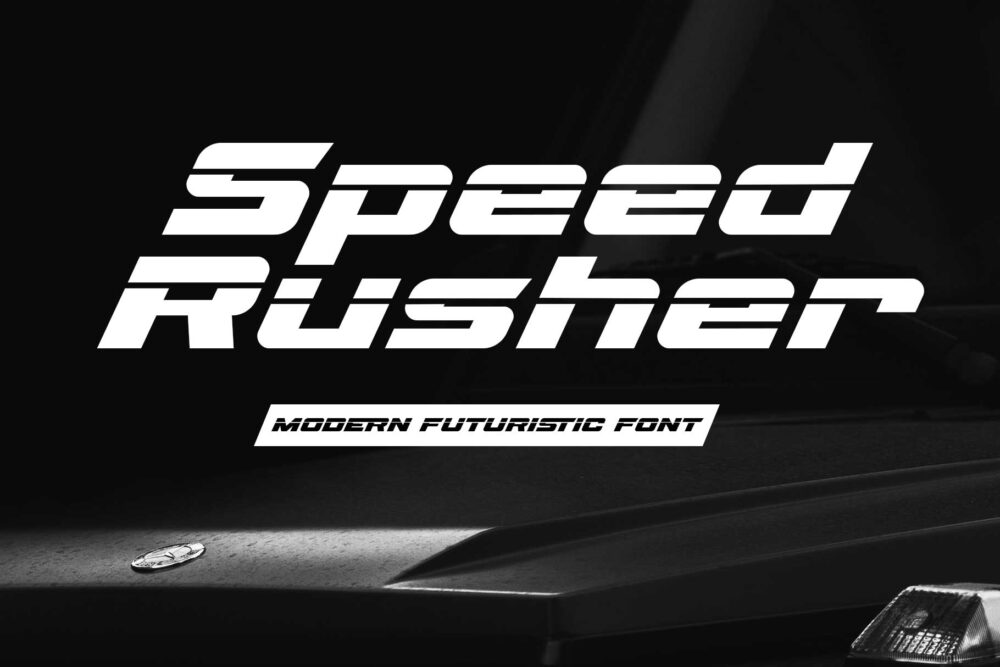 Speed Rusher, elegant bold for futuristic and sporty themes.