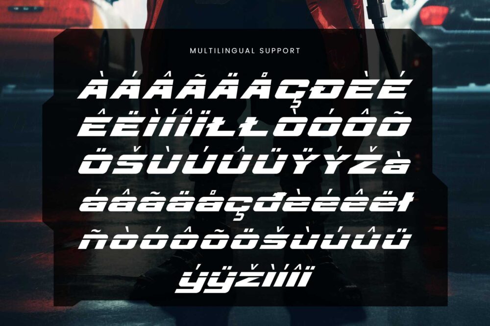 Speed Rusher, elegant bold for futuristic and sporty themes.