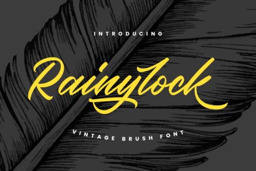 Rainylock Handwritten Script font with playful brush strokes and swashes