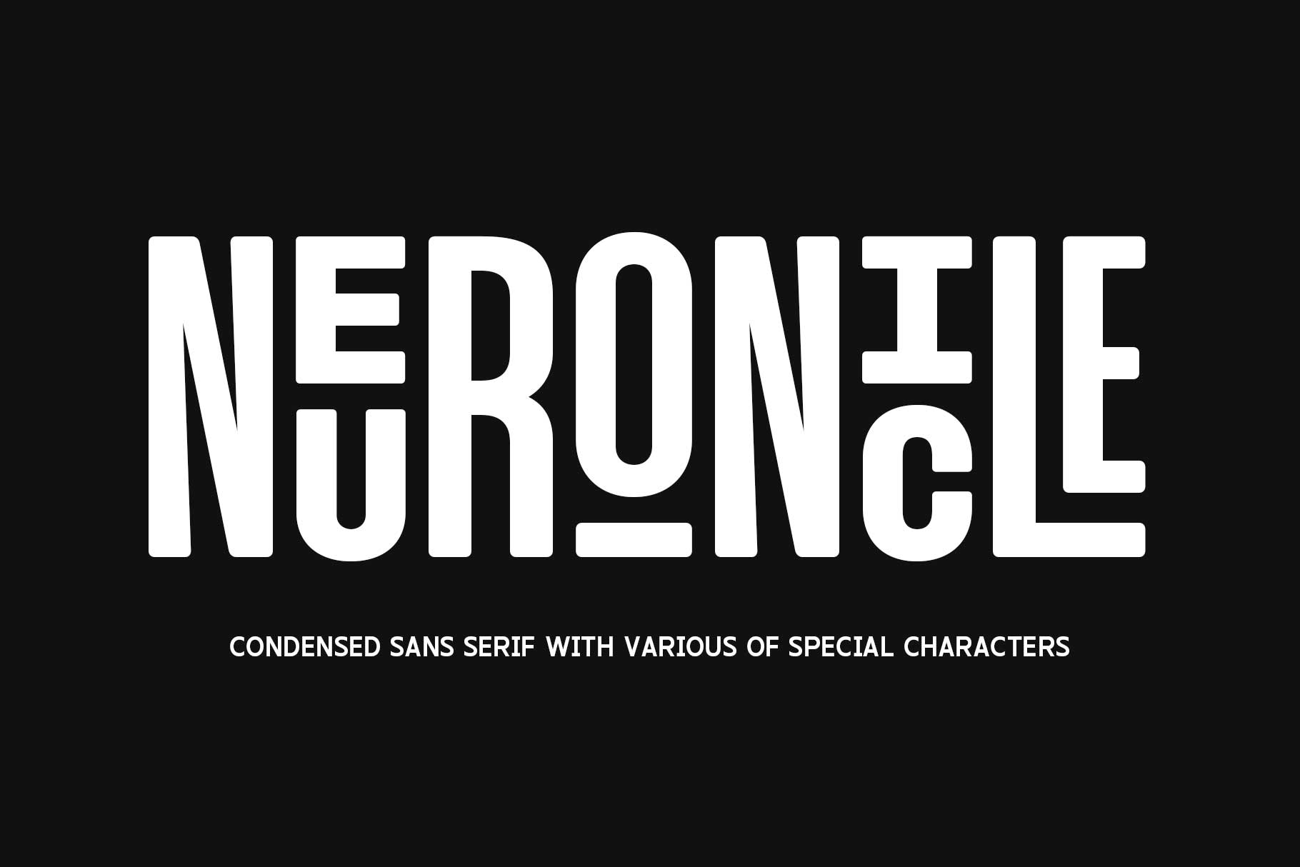 Neuronicle condensed sans font with playful style