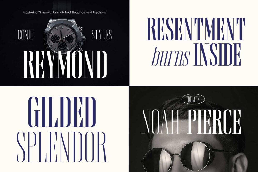 Brozeri modern serif typeface for headlines and fashion design