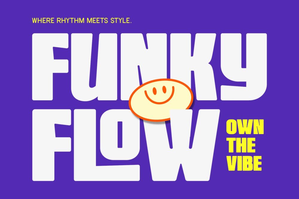 Funky retro condensed sans serif font Roneva with bold style