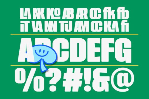 Funky retro condensed sans serif font Roneva with bold style