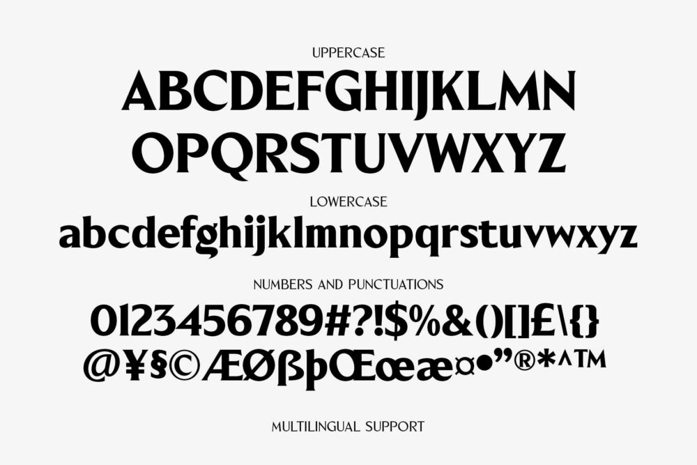 Elegant and confident Blackney serif type design