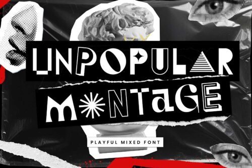 Unpopular Montage mixed font — modern collage-style typography