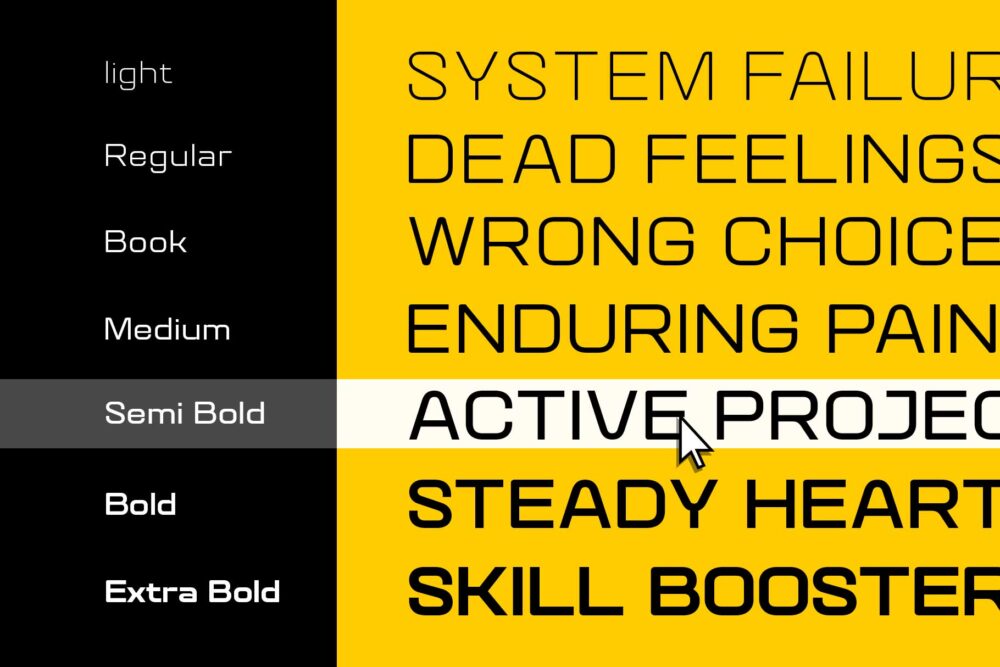 Quantix industrial sans serif typeface with multilingual support
