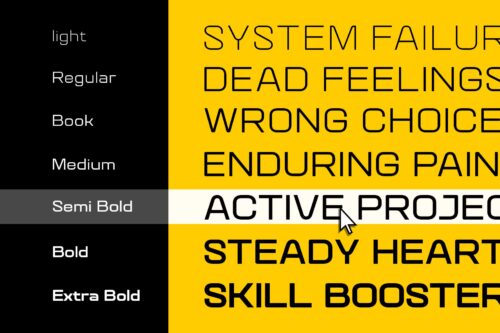 Quantix industrial sans serif typeface with multilingual support