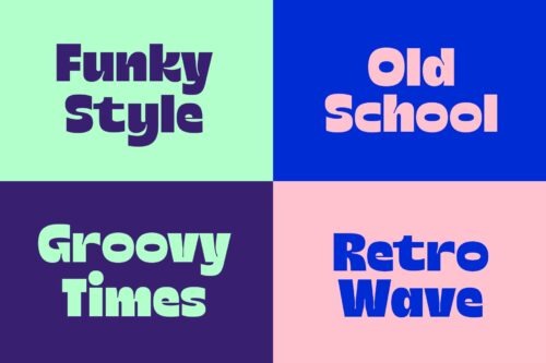 Musha bold retro display font preview with funky typography