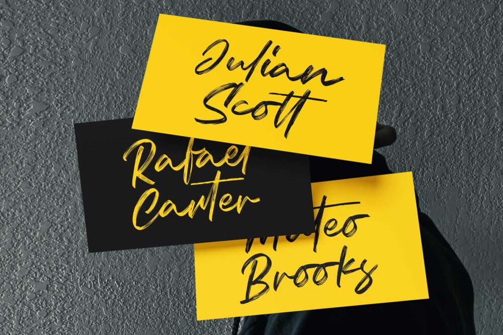 Relsika rough script font with expressive handwritten brush style