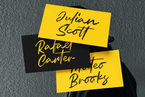 Relsika rough script font with expressive handwritten brush style