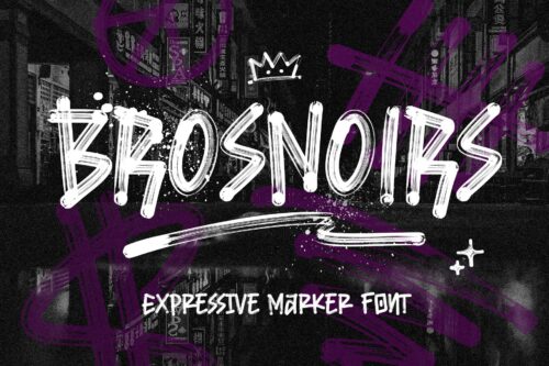 Brosnoirs textured marker font urban graffiti design