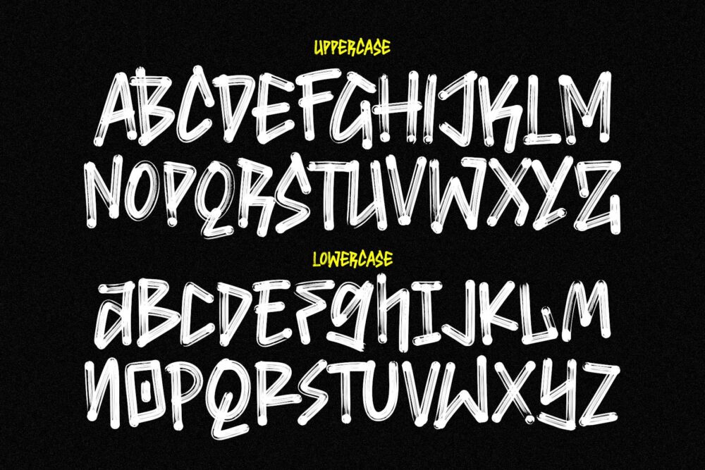 Brosnoirs textured marker font urban graffiti design