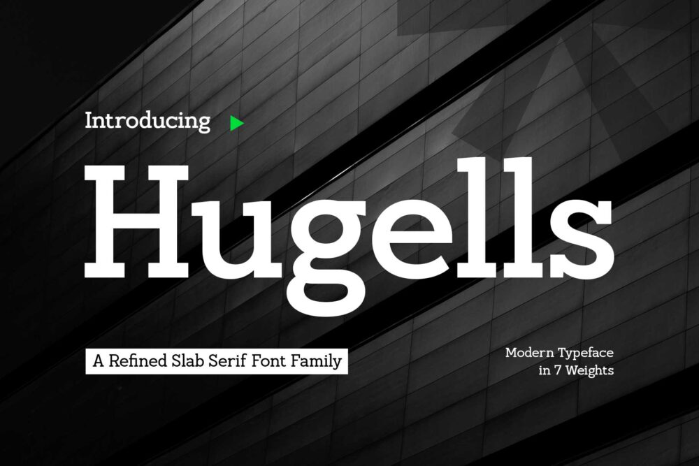 Huggels bold slab serif typeface for branding and editorial