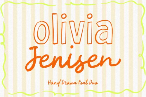 Olivia Jenisen font duo for café branding and packaging design