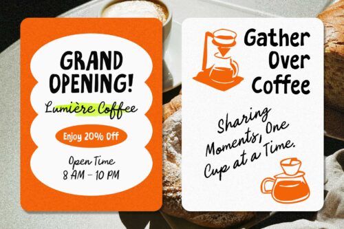 Olivia Jenisen font duo for café branding and packaging design