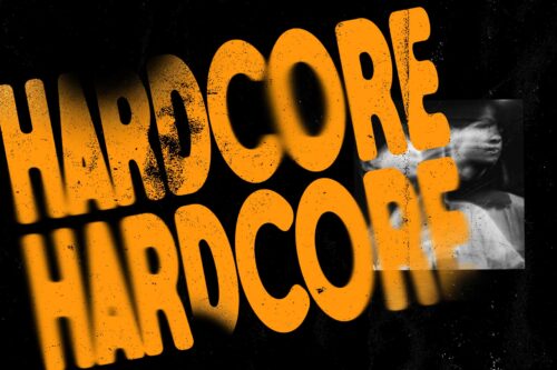 Bold distorted sans serif font with underground visual style