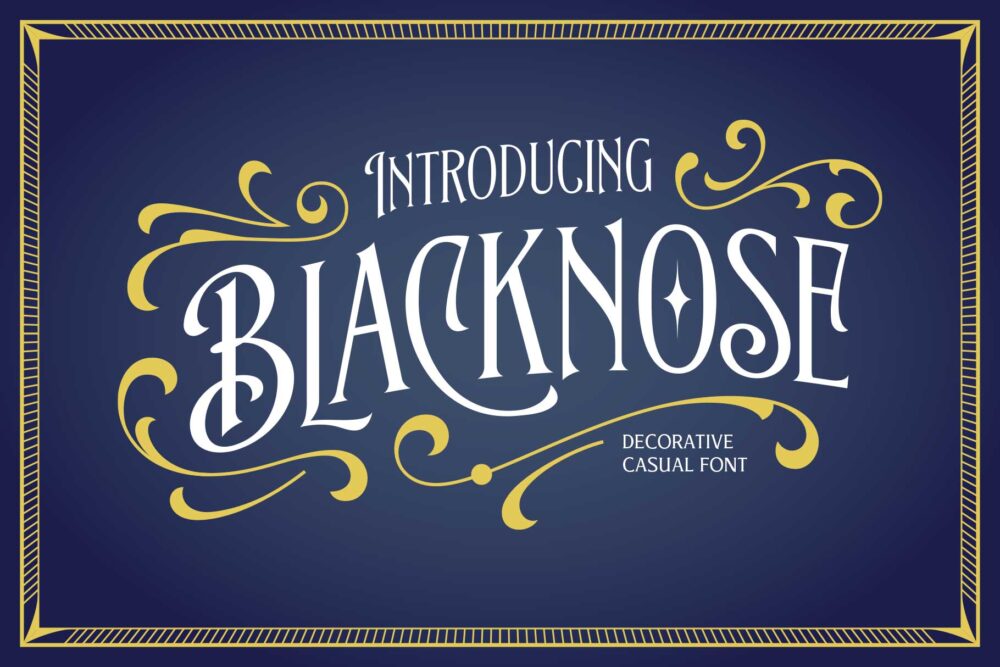 Blacknose vintage-inspired display font with elegant Victorian details