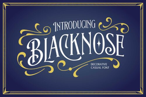 Blacknose vintage-inspired display font with elegant Victorian details