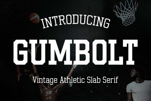 Gumbolt vintage varsity slab serif font for sports and collegiate branding