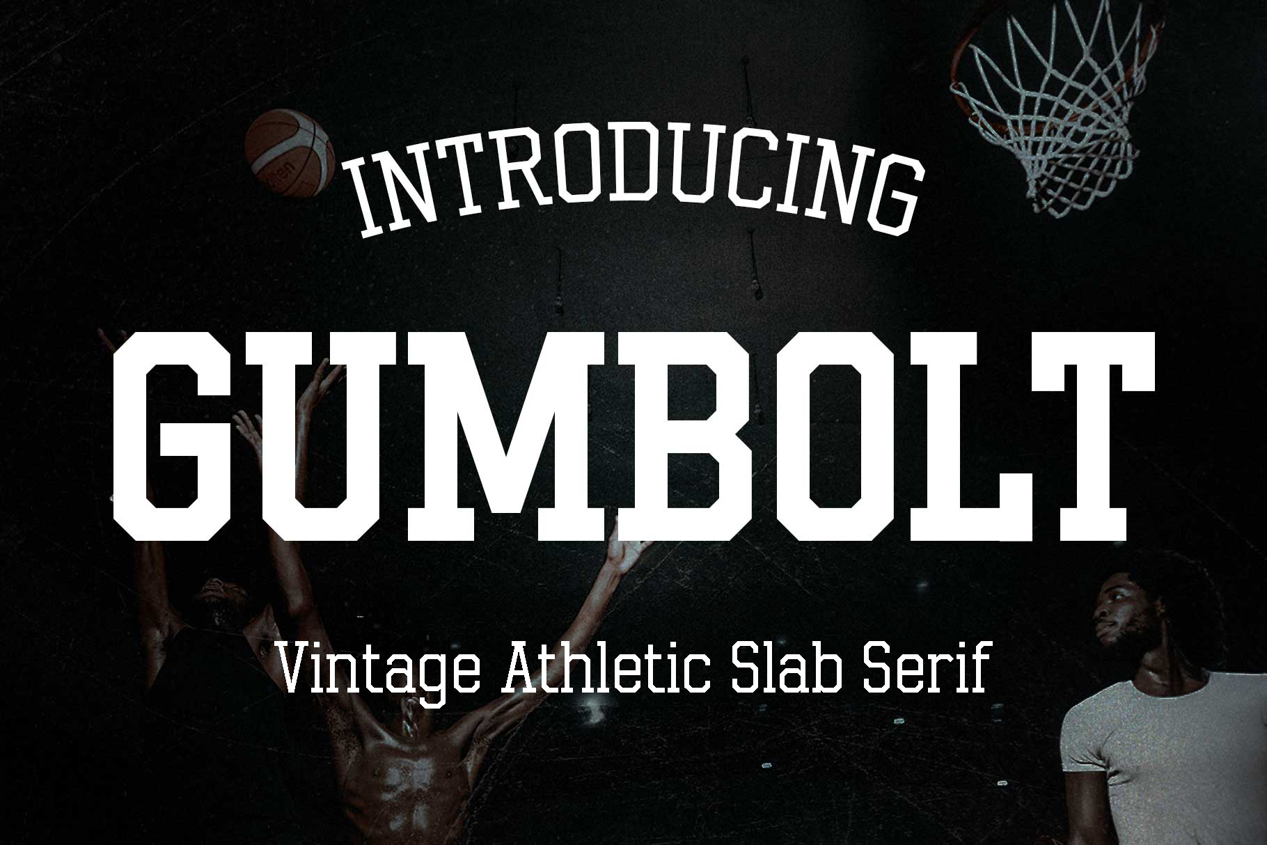 Gumbolt vintage varsity slab serif font for sports and collegiate branding