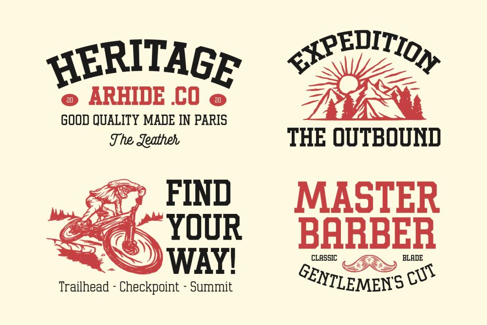 Gumbolt vintage varsity slab serif font for sports and collegiate branding