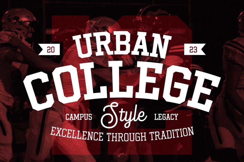 Gumbolt vintage varsity slab serif font for sports and collegiate branding