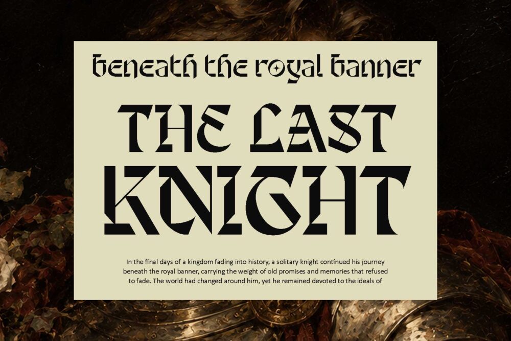 Shingeku modern blackletter font used in a dark editorial poster design