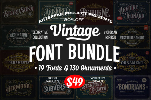 Vintage Font Bundle & Ornaments