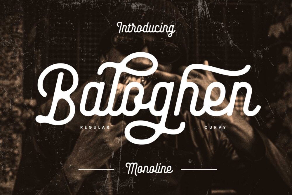Baloghen vintage monoline script font specimen