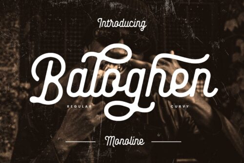 Baloghen vintage monoline script font specimen