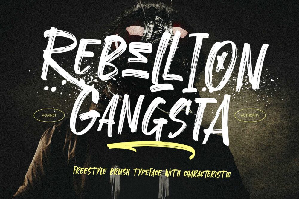 Troughline rough brush font with bold all-caps lettering