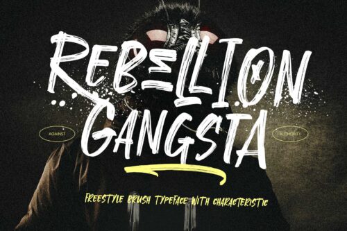 Troughline rough brush font with bold all-caps lettering