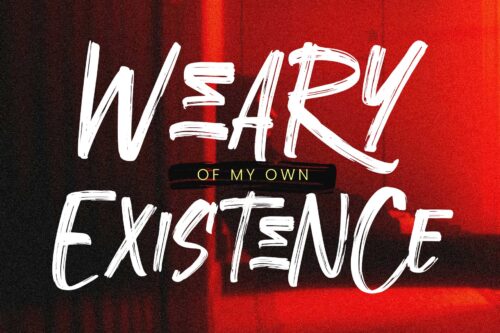 Troughline rough brush font with bold all-caps lettering