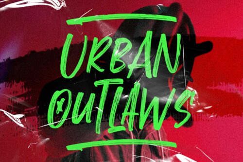 Troughline rough brush font with bold all-caps lettering