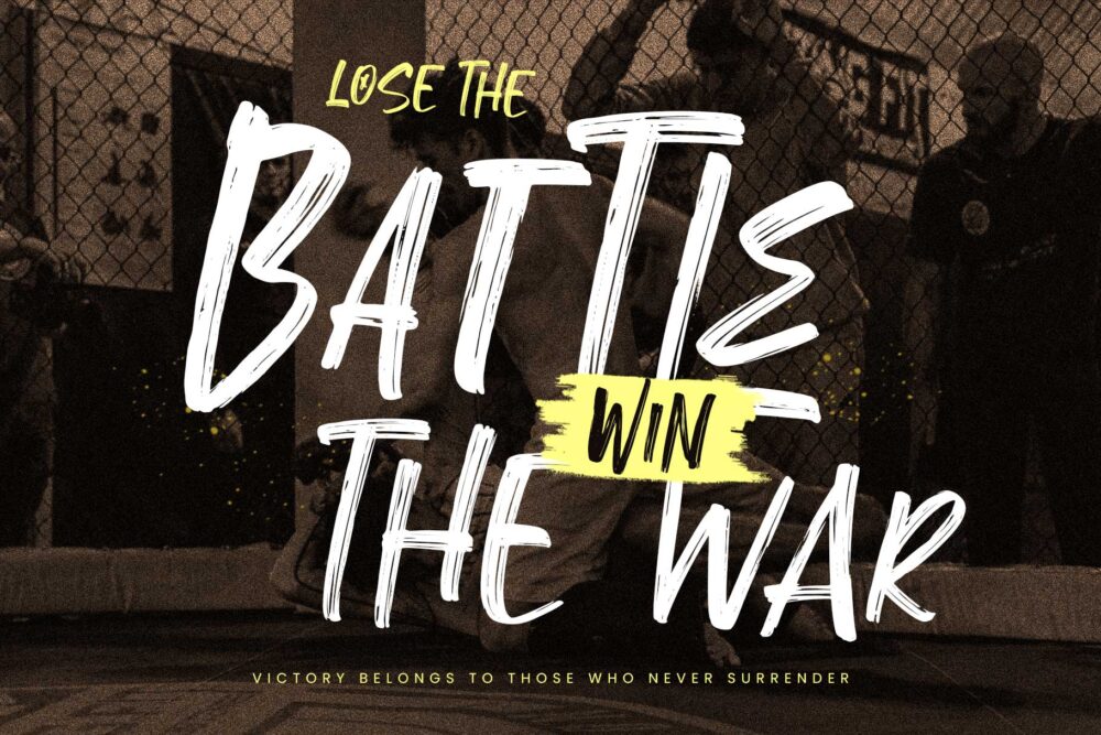 Troughline rough brush font with bold all-caps lettering