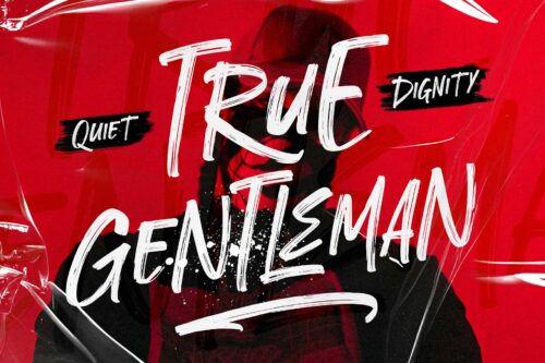 Troughline rough brush font with bold all-caps lettering